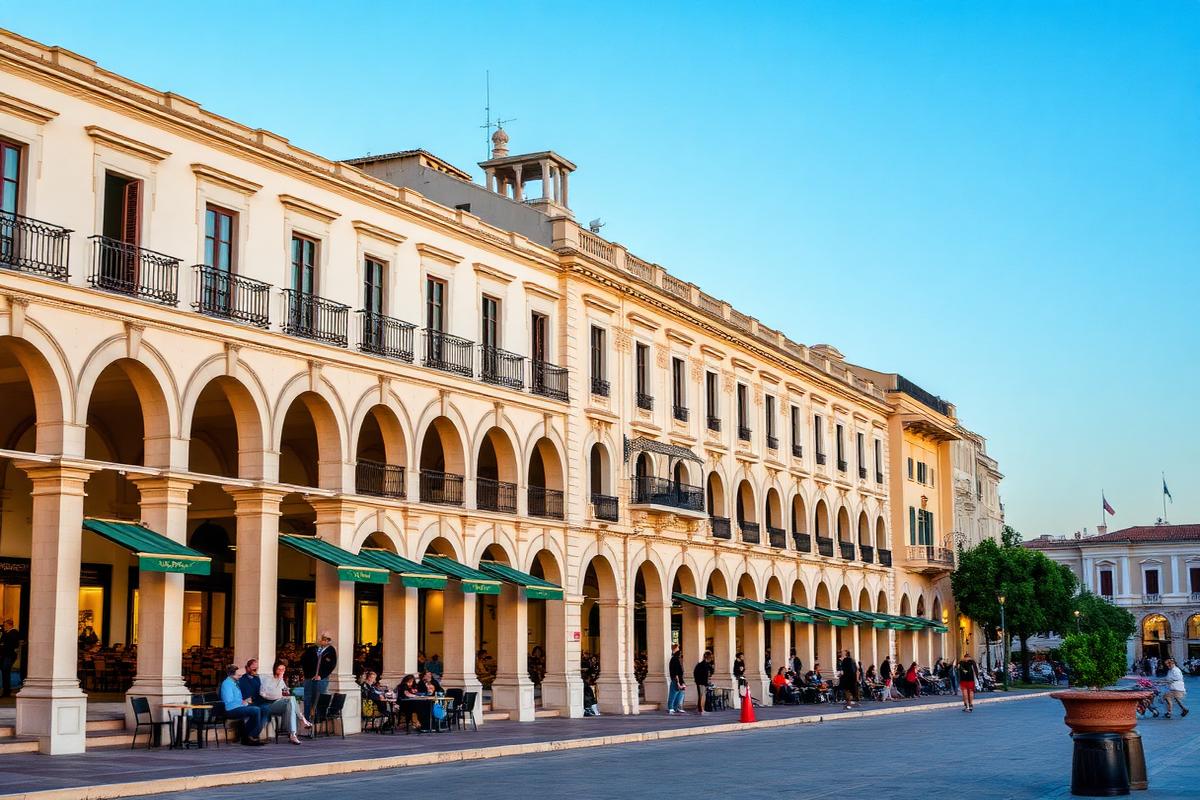 The Liston promenade with arched walkway in Corfu town