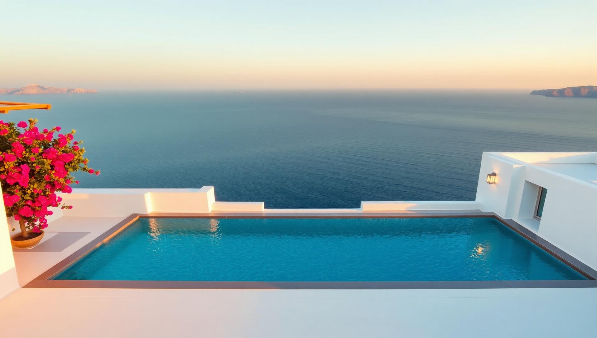 Greek terrace overlooking the Aegean Sea